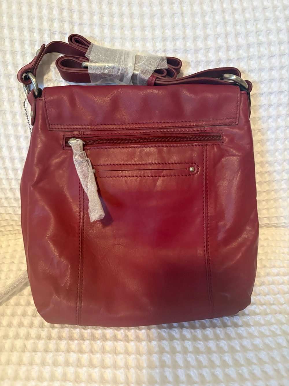 Nino BOSSI Burgundy Leather Crossbody Bag with Front Zip